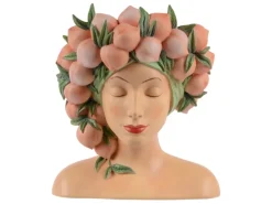 Deko-Aufsteller Ladykopf Pfirsich-Motiv Polyresin 23 cm Apricot