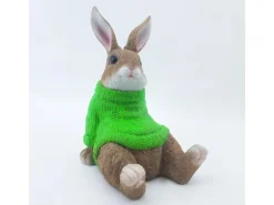 Dekofigur Hase mit Pulli 22 cm Grün