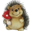 Dekofigur Igel mit Pilz 12 cm x 10,5 cm x 11 cm Natur-Rot