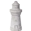 Deko-Figur Leuchtturm Beton Ø 8,5 cm x 19 cm Grau-Weiß Gewischt