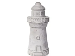 Deko-Figur Leuchtturm Beton Ø 8,5 cm x 19 cm Grau-Weiß Gewischt