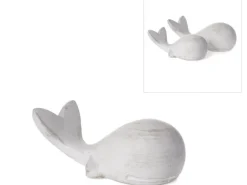 Deko-Figur Wal Beton 6 cm x 17 cm x 8 cm Grau-Weiß Gewischt