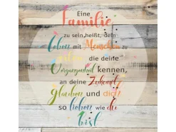 Dekopanel mit Sprüchemotiv 29 cm x 29 cm Familie In Bunt
