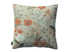 Dekoria Kissenhülle Kinga aus Stoffkollektion Flowers in Grau-Orange-Grün in 43 x 43 cm