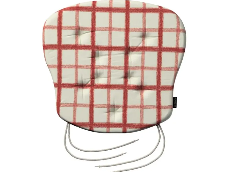 Dekoria Stuhlkissen Peter mit Bindeschnur aus Stoffkollektion Avinon in Rot-Creme in 41x 38 x 3,5 cm