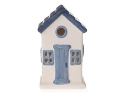 Deko-Strandhaus 6 cm x 6 cm x 10 cm Weiß-Blau-Grau