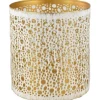 Deko-Windlicht Kreisstanz aus Metall 12 cm Weiß-Gold