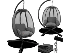deluxe4home Hängesessel mit Gestell Indoor & Outdoor Inklusive Kuscheldecke