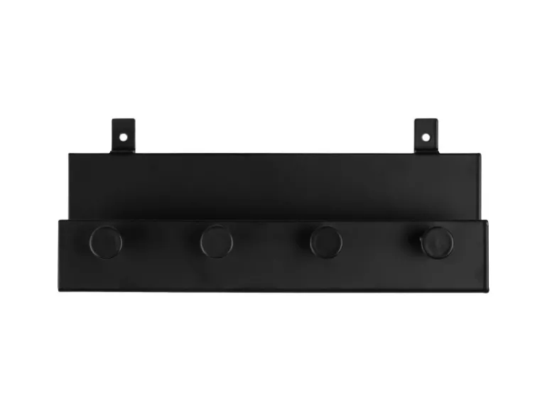 DenPanels Regal schwarz mit 4 Haken 21,5 cm inkl. Schrauben