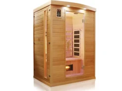 Dewello Infrarotkabine Sauna Pierson 135cm x 105cm 2 Personen Vollspektrum & Karbonstrahler Hemlock Tannenholz