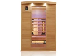 Dewello Infrarotkabine Sauna Pierson 135cm x 105cm 2 Personen Vollspektrum & Karbonstrahler Hemlock Tannenholz