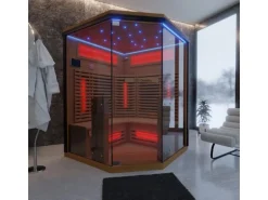 Dewello Infrarotkabine Sauna Kenora 140cm x 140cm 3 Personen Vollspektrum & Karbonstrahler Hemlock