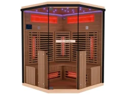 Dewello Infrarotkabine Sauna Kenora 140cm x 140cm 3 Personen Vollspektrum & Karbonstrahler Hemlock