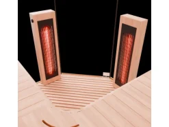 Dewello Infrarotkabine Sauna Kenora 140cm x 140cm 3 Personen Vollspektrum & Karbonstrahler Hemlock
