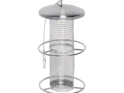 Dobar Futterspender mit Gitterröhre 14 cm x 14 cm x 26 cm Silber