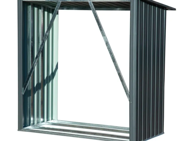 Dobar Kaminholzregal Madera Metall Grau 163 cm x 83 cm x 154 cm