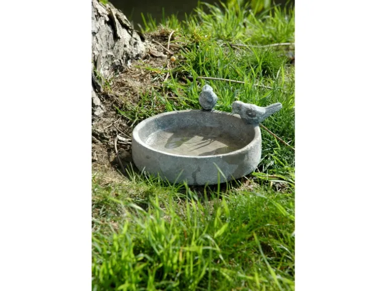 Dobar Klassische Vogeltränke Pool-Oase 18 cm x 18 cm x 4,5 cm Grau
