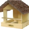 Dobar Kleines Vogelfutterhaus mit Rindendach 20 cm x 22,5 cm x 18 cm Kiefer