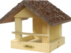 Dobar Kleines Vogelfutterhaus mit Rindendach 20 cm x 22,5 cm x 18 cm Kiefer