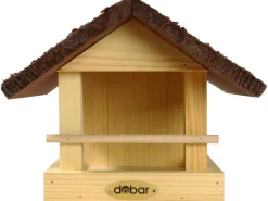 Dobar Kleines Vogelfutterhaus mit Rindendach 20 cm x 22,5 cm x 18 cm Kiefer