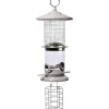 Dobar Metall-Multifunktions-Futtersäule für Vögel 16 cm x 16 cm x 50 cm Weiß