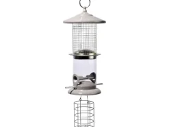 Dobar Metall-Multifunktions-Futtersäule für Vögel 16 cm x 16 cm x 50 cm Weiß