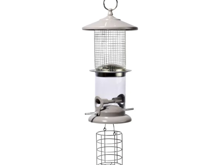 Dobar Metall-Multifunktions-Futtersäule für Vögel 16 cm x 16 cm x 50 cm Weiß