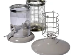 Dobar Metall-Multifunktions-Futtersäule für Vögel 16 cm x 16 cm x 50 cm Weiß