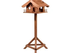 Dobar Vogelfutterhaus Almhütte mit Futtersilo 66 cm x 66 cm x 136,5 cm Braun