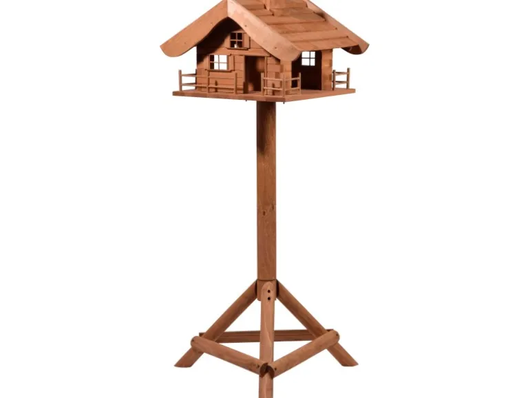 Dobar Vogelfutterhaus Almhütte mit Futtersilo 66 cm x 66 cm x 136,5 cm Braun