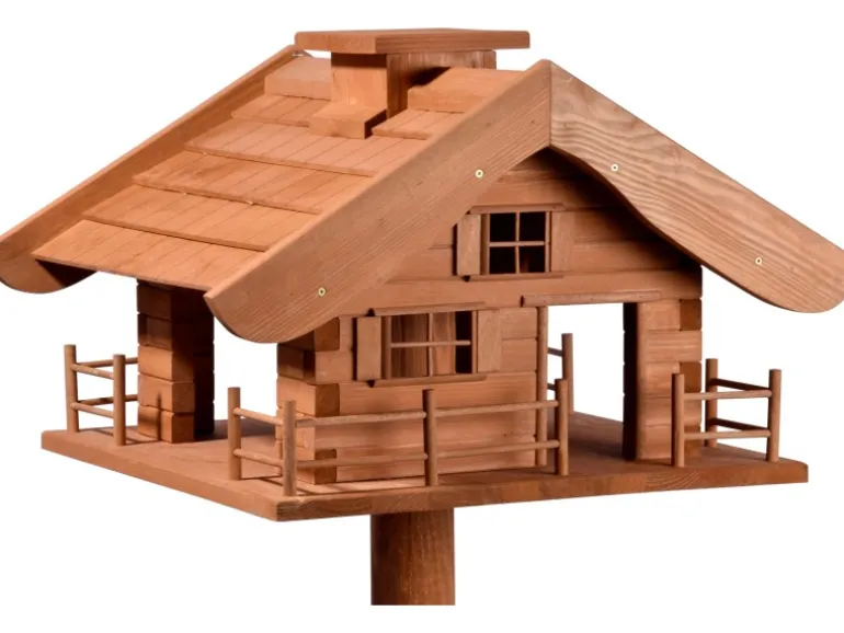 Dobar Vogelfutterhaus Almhütte mit Futtersilo 66 cm x 66 cm x 136,5 cm Braun