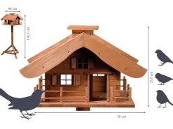 Dobar Vogelfutterhaus Almhütte mit Futtersilo 66 cm x 66 cm x 136,5 cm Braun