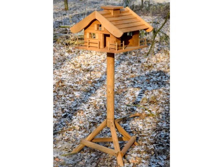 Dobar Vogelfutterhaus Almhütte mit Futtersilo 66 cm x 66 cm x 136,5 cm Braun
