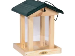 Dobar Vogelfutterstation mit Acrylglas-Futtersilo 22 cm x 25 cm x 28 cm Grün