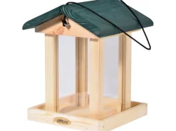 Dobar Vogelfutterstation mit Acrylglas-Futtersilo 22 x 25 x 28 cm Grün FSC®