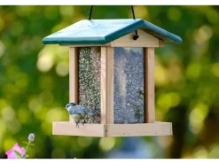 Dobar Vogelfutterstation mit Acrylglas-Futtersilo 22 x 25 x 28 cm Grün FSC®