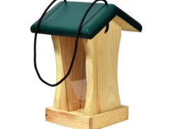 Dobar Vogelfutterstation mit Acrylglas-Futtersilo 16 cm x 16 cm x 24 cm Grün