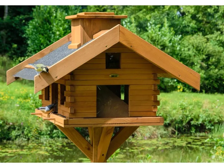 Dobar Vogelhaus Blockhaus Gipfel 84 cm x 78 cm x 53 cm Kiefer Braun FSC®