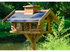 Dobar Vogelhaus Blockhaus Gipfel 84 cm x 78 cm x 53 cm Kiefer Braun FSC®