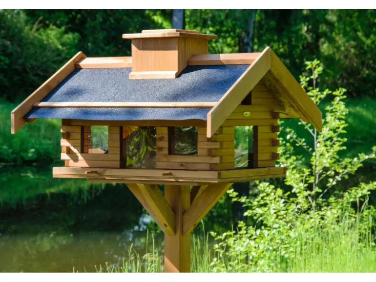 Dobar Vogelhaus Blockhaus Gipfel 84 cm x 78 cm x 53 cm Kiefer Braun FSC®