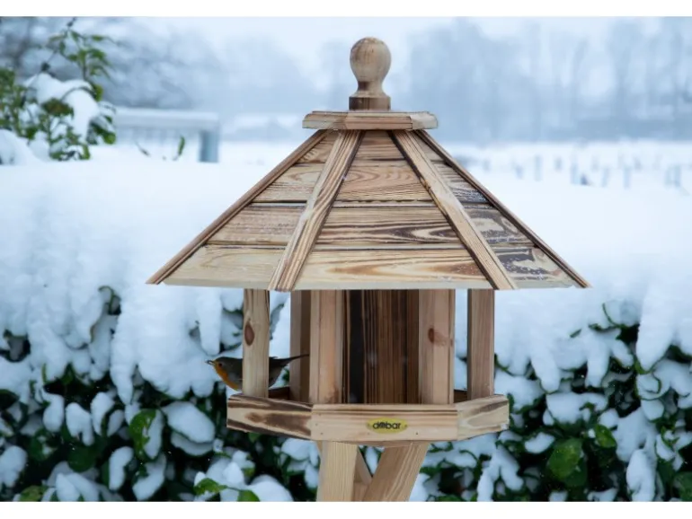 Dobar Vogelhaus "Brillo" mit Futtersilo, 45 x 45 x 47 cm Kiefer geflammt FSC®