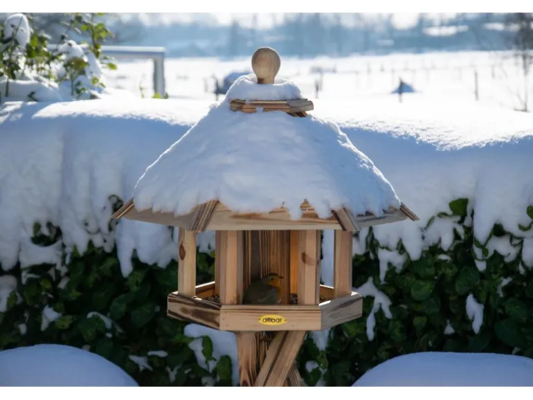 Dobar Vogelhaus "Brillo" mit Futtersilo, 45 x 45 x 47 cm Kiefer geflammt FSC®