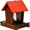 Dobar Vogelhaus mit Acrylglas-Futtersilo 16 cm x 21 cm x 20 cm Braun-Rot