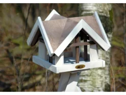 Dobar Vogelhaus mit Antikfinish 37 x 37 x 43 cm Braun-Weiß
