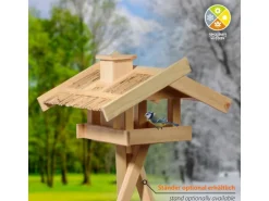 Dobar Vogelhaus Trollanes mit Schilfdach zum Aufstellen 50 cm x 43 cm x 29 cm