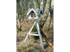 Dobar Vogelhaus-Ständer 60 x 60 x 90 cm Weiß dreibeinig Kiefer