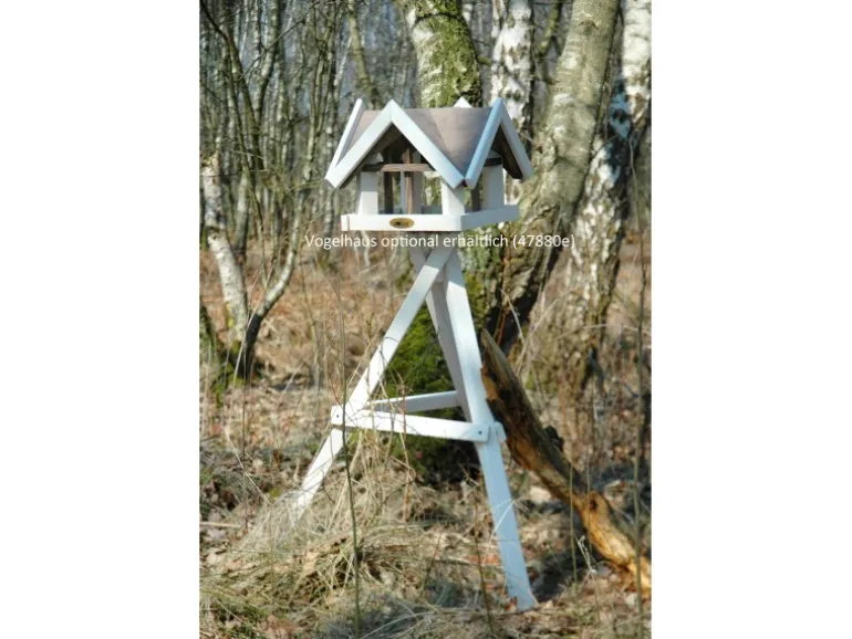 Dobar Vogelhaus-Ständer 60 x 60 x 90 cm Weiß dreibeinig Kiefer
