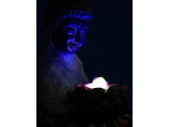 Dobar Zimmerbrunnen Buddha Lotusblüte in Steinoptik mit Deko-Steinen