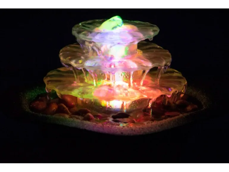 Dobar Zimmerbrunnen Kaskade Blüte dreistufig in Metallic-Optik mit Deko-Steinen