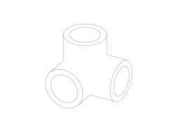 Dreiweg-Eckstück 90° Schwarz matt für Stahlrohr Ø 2,7 cm